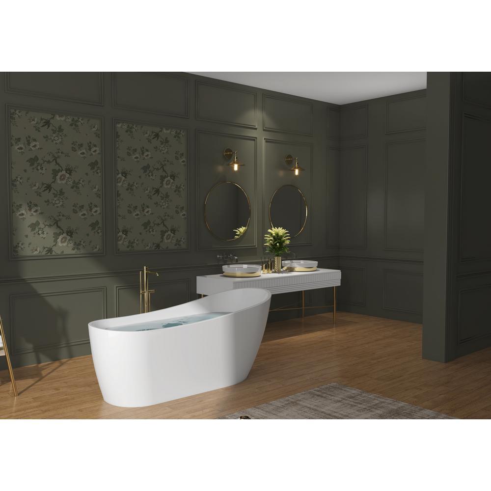 67 in. Acrylic Single Slipper Flatbottom Non-Whirlpool Bathtub in Glossy White - Super Arbor
