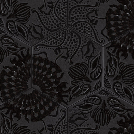 Merola Tile Gaudi Hex Black 8-5/8 in. x 9-7/8 in. Porcelain Floor and Wall Tile (11.56 sq. ft. / case)