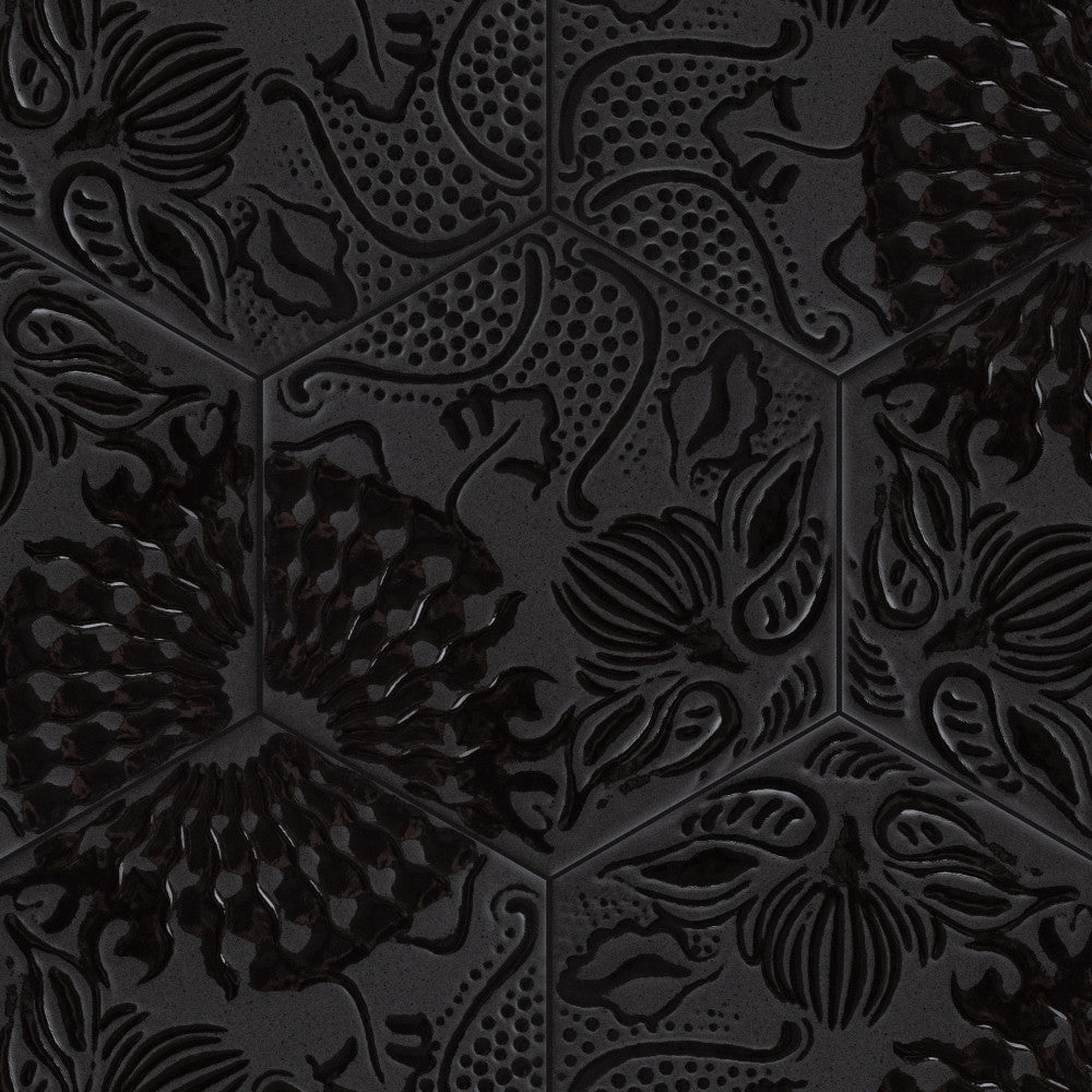 Gaudi Lux Hex Black 8-5/8 in. x 9-7/8 in. Porcelain Floor and Wall Tile (11.56 sq. ft./Case)