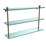 22 in. L  x 15 in. H  x 5 in. W 3-Tier Clear Glass Bathroom Shelf in Satin Nickel - Super Arbor