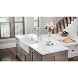 Explore Farmhouse Apron Front Fireclay 33 in. Double Bowl Kitchen Sink in White - Super Arbor