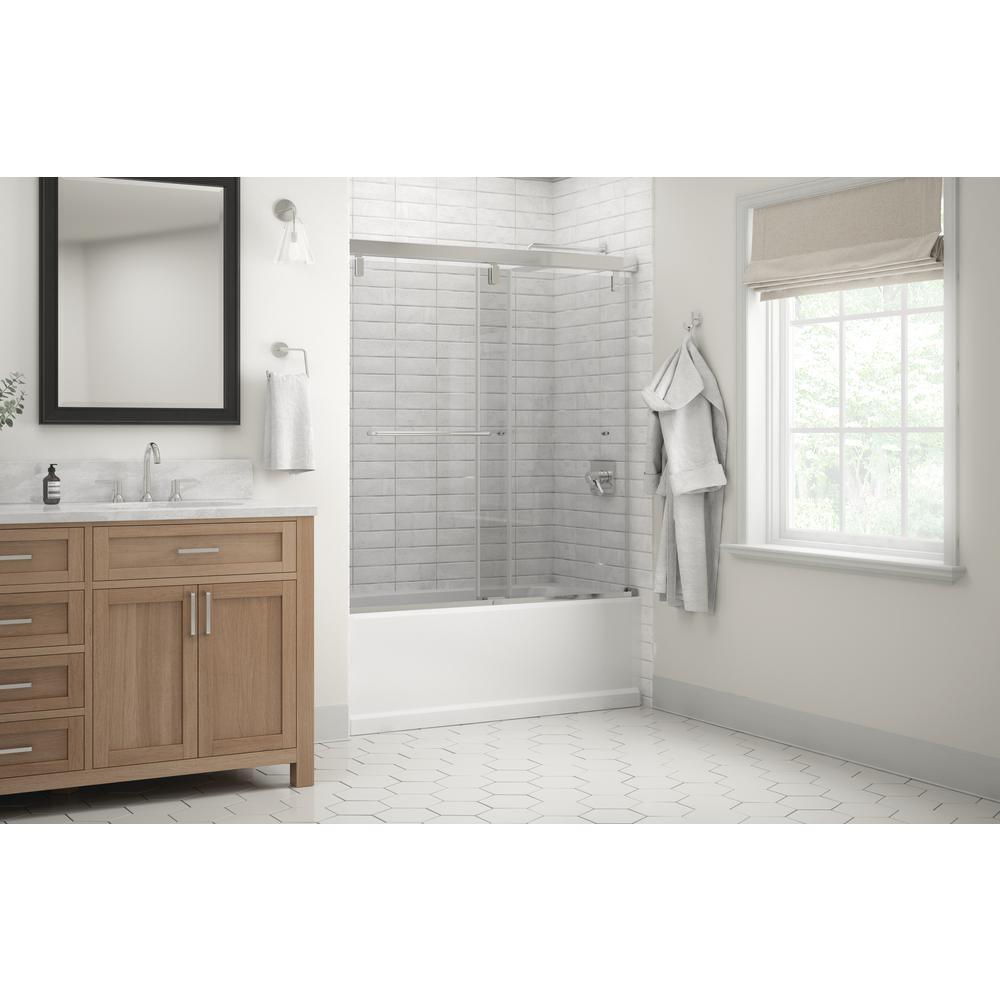 Simplicity 60 x 59-1/4 in. Frameless Mod Soft-Close Sliding Bathtub Door in Chrome with 1/4 in. (6mm) Clear Glass - Super Arbor