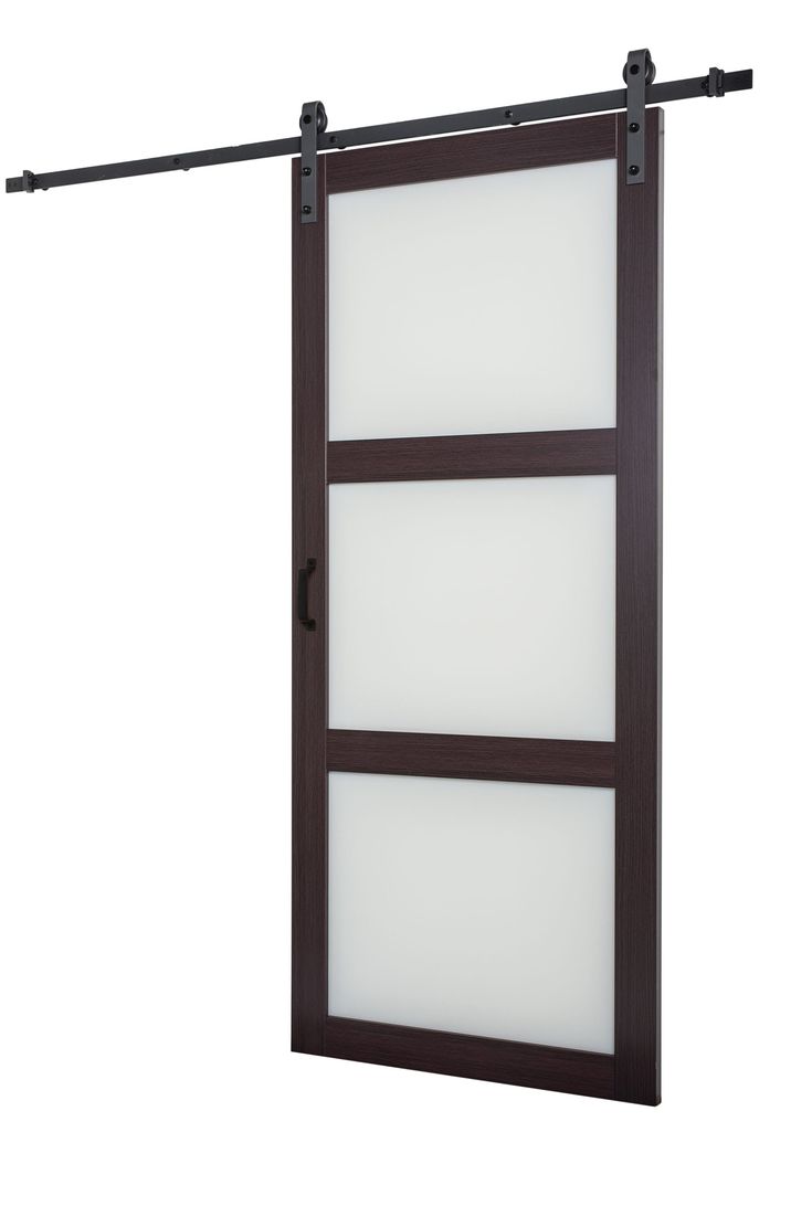 RELIABILT 36-in x 84-in Espresso Frosted Glass Mdf Single Barn Door (Hardware Included)