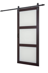 RELIABILT 36-in x 84-in Espresso Frosted Glass Mdf Single Barn Door (Hardware Included)