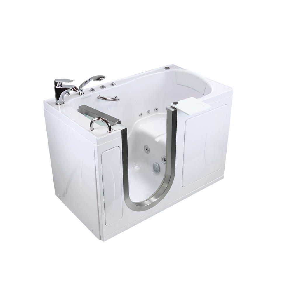 Royal 52 in. Acrylic Walk-In Whirlpool Bathtub in White with Left Door, 2-Piece Fast Fill Faucet and 2 in. Dual Drain - Super Arbor