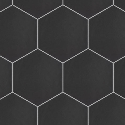 Merola Tile Hexatile Matte Nero 7 in. x 8 in. Porcelain Floor and Wall Tile (7.67 sq. ft./case)
