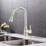 Classic Series Single-Handle Standard Kitchen Faucet in Brushed Nickel - Super Arbor