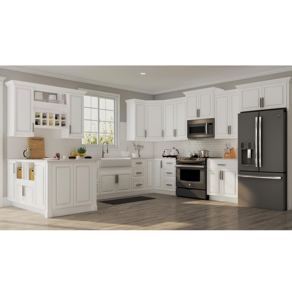 Hampton Assembled 30x34.5x24 in. Sink Base Kitchen Cabinet in Satin White