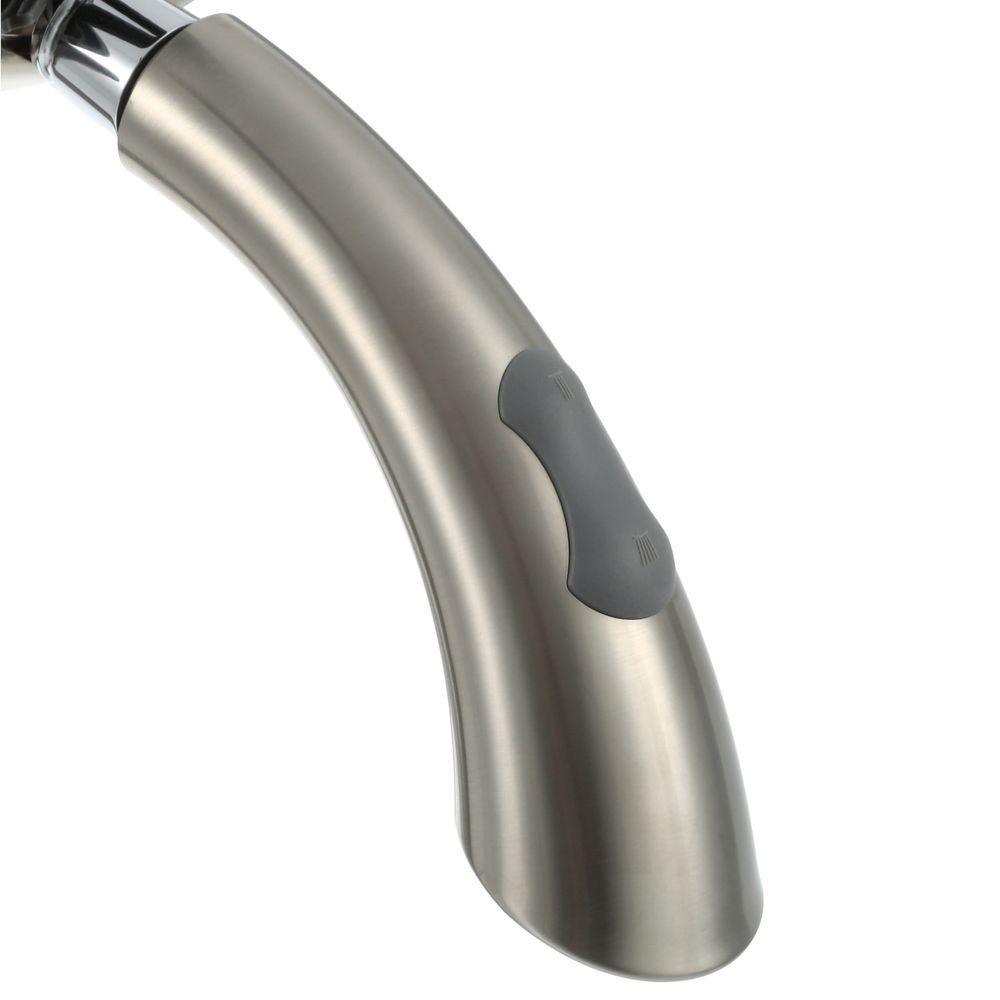 Ginger Single-Handle Pull-Down Sprayer Kitchen Faucet in Brushed Nickel - Super Arbor