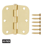 3-1/2 in. x 5/8 in. Radius Satin Brass Door Hinge Value Pack (48-Pack)