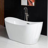 Ladlow 59 in. Acrylic Freestanding Double Slipper Flat Bottom Soaking Bathtub with Drain and Overflow Included in White - Super Arbor