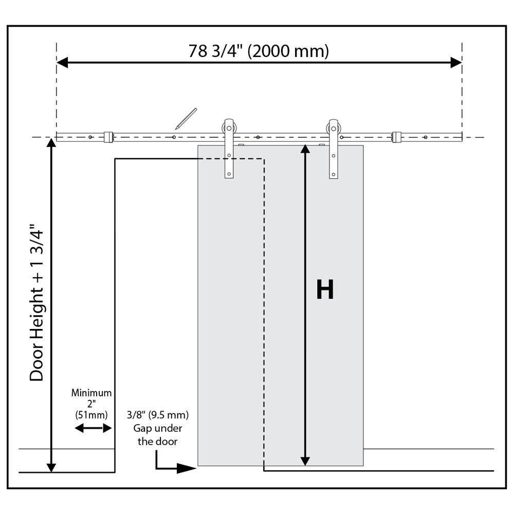 36 in. x 84 in. Primed Composite K-Plank Barn Door with Matte Black Hardware Kit - Super Arbor