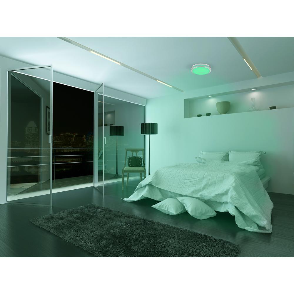16 in. Voice Controlled Colors Brushed Nickel Smart LED Flush Mount - Super Arbor