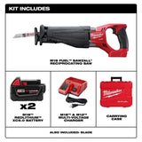 M18 FUEL 18-Volt Lithium-Ion Brushless Cordless SAWZALL Reciprocating Saw Kit W/(2) 5.0Ah Batteries, Charger & Hard Case - Super Arbor