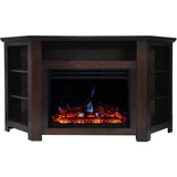 Stratford 59 in. Electric Fireplace Heater TV Stand in Mahogany Corner Enhanced Display, and Remote - Super Arbor