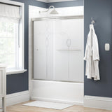Simplicity 60 in. x 58-1/8 in. Semi-Frameless Traditional Sliding Bathtub Door in Nickel with Rain Glass - Super Arbor