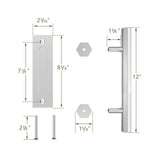12 in. Stainless Steel Hexagon Pull and Flush Sliding Barn Door Handle Set - Super Arbor