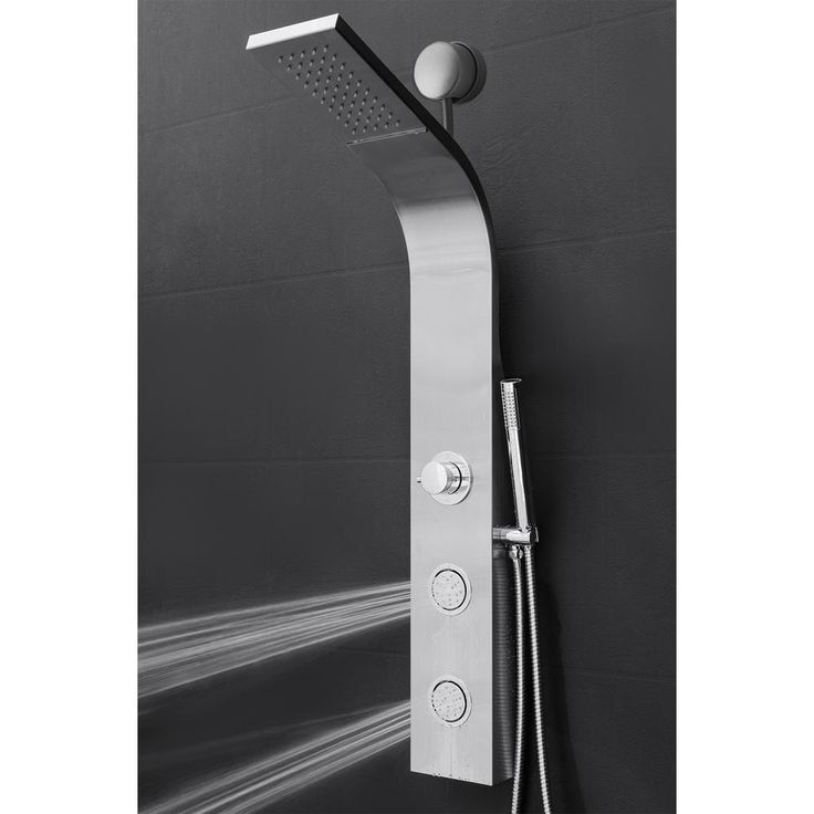 39 in. 2-Jet Easy Connect Shower Panel System in Stainless Steel with Rainfall Waterfall Shower Head and Shower Wand