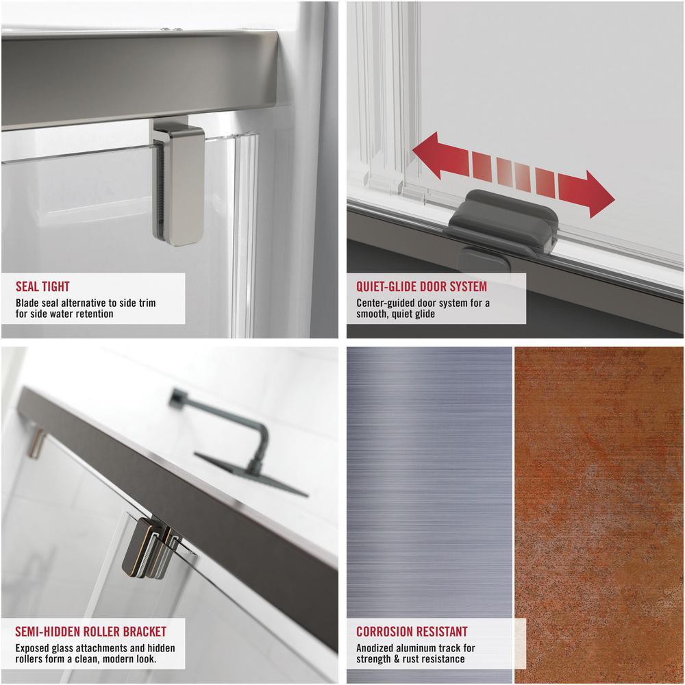 Lyndall 60 x 59-1/4 in. Frameless Mod Soft-Close Sliding Bathtub Door in Nickel with 3/8 in. (10mm) Clear Glass - Super Arbor