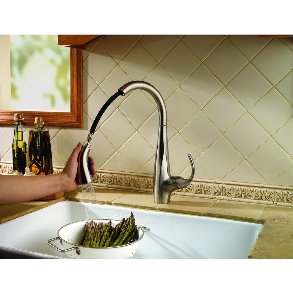 Avanti Single-Handle Pull-Down Sprayer Kitchen Faucet in Stainless Steel - Super Arbor