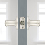 Tustin Satin Nickel Entry Door Lever featuring SmartKey Security - Super Arbor