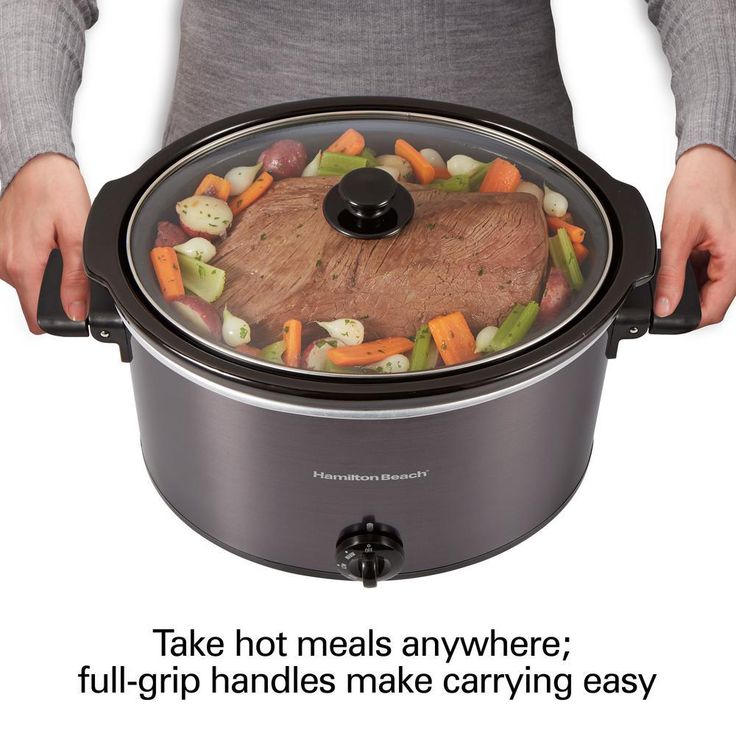 10 Qt. Black Slow Cooker with Folding Handles