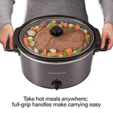10 Qt. Black Slow Cooker with Folding Handles