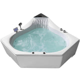 59 in. Acrylic Center Drain Corner Alcove Whirlpool Bathtub in White - Super Arbor