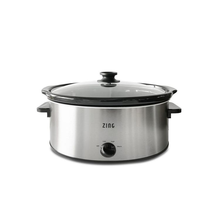 8 Qt. Oval Stainless Steel Slow Cooker with Glass Lid