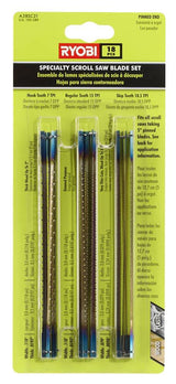 RYOBI Regular Tooth Scroll Saw Blades Assortment, Pinned-End, 5 in. (18-Piece)