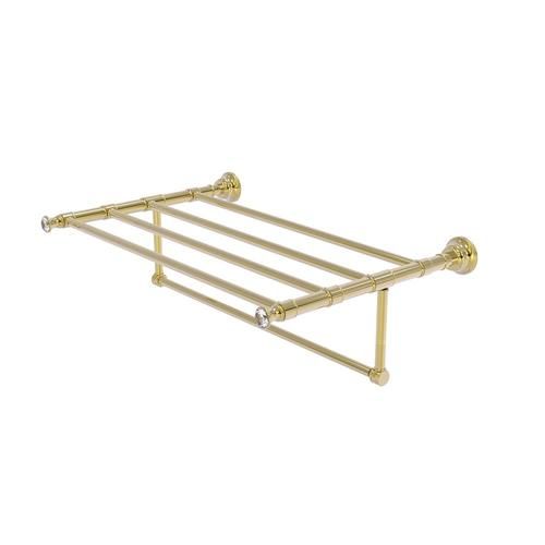 Allied Brass Carolina Crystal Collection 24-in Towel Shelf with Integrated Towel Bar in Unlacquered Brass