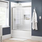 Lyndall 60 in. x 58-1/8 in. Semi-Frameless Traditional Sliding Bathtub Door in Chrome with Droplet Glass - Super Arbor