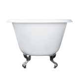 Abbey 48 in. Cast Iron Roll Top Clawfoot Non-Whirlpool Bathtub in White with Faucet Holes and Polished Chrome Feet - Super Arbor