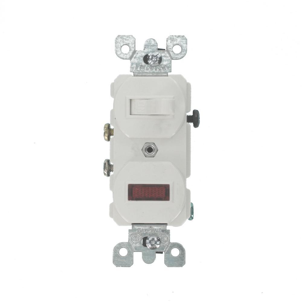 1/25W-125V Combination Switch with Neon Pilot Light, White - Super Arbor