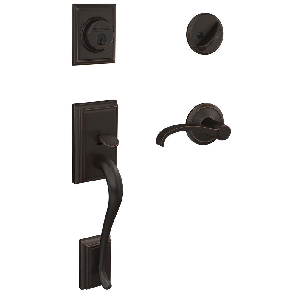 Custom Addison Matte Black Single Cylinder Door Handleset with Whitney Door Lever - Super Arbor