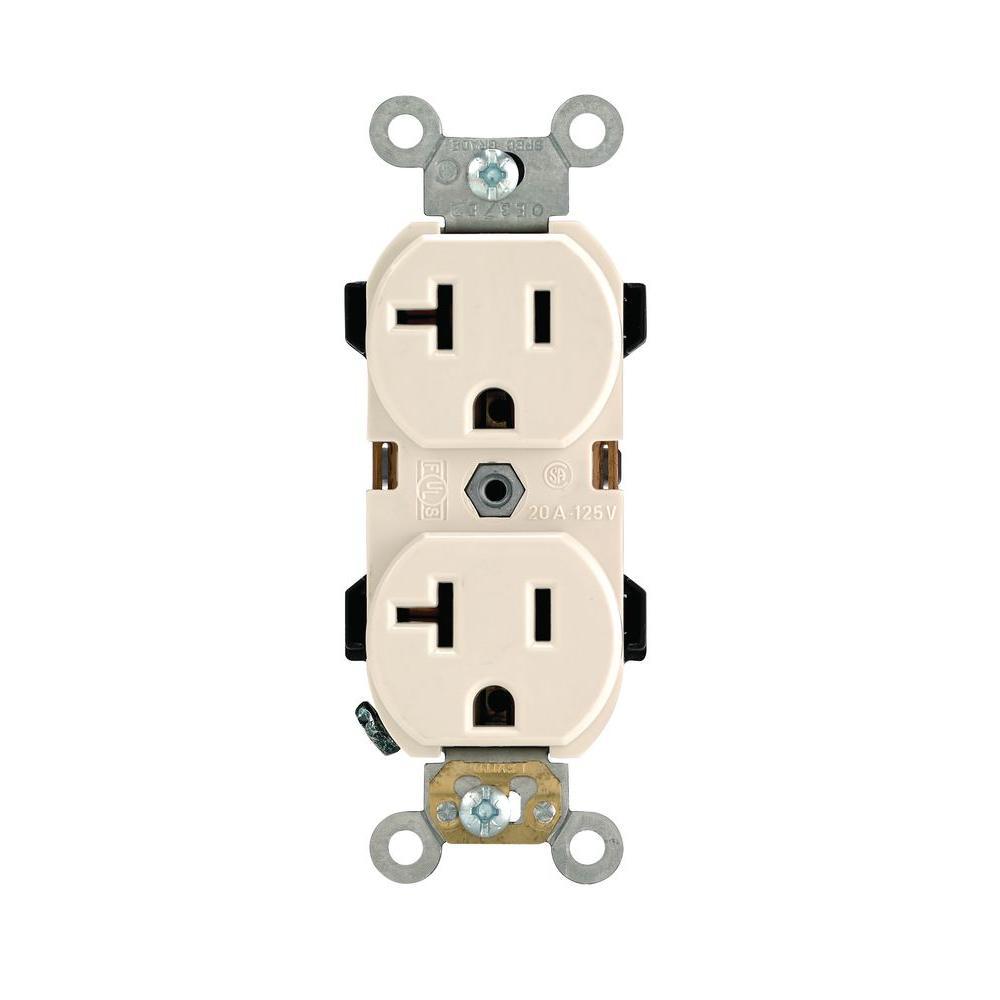 20 Amp Industrial Grade Heavy Duty Self Grounding Duplex Outlet, White - Super Arbor