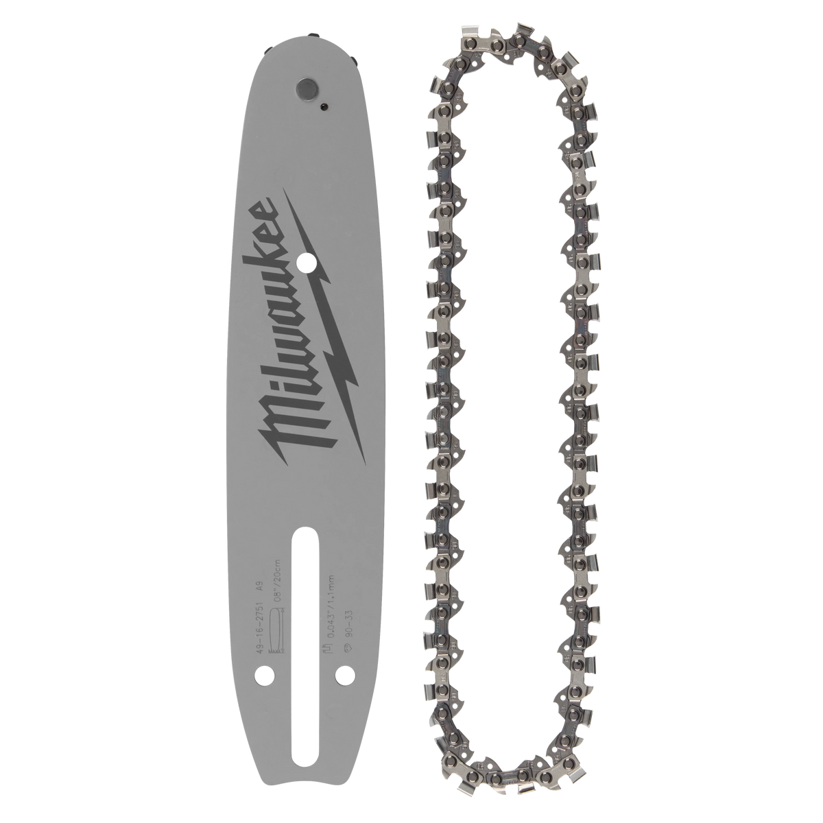 Milwaukee 8 in. Chainsaw Bar & Chain Combo, 3/8 in. Low Profile Pitch, .043 in. Gauge (2-Piece Set)