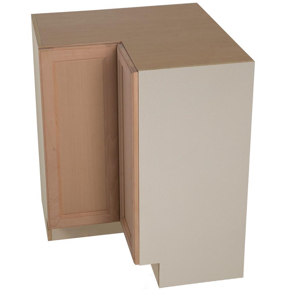Easthaven Shaker Assembled 27.7 in. x 34.5 in. x 27.7 in. Frameless Lazy Susan Corner Base Cabinet in Unfinished Beech - Super Arbor