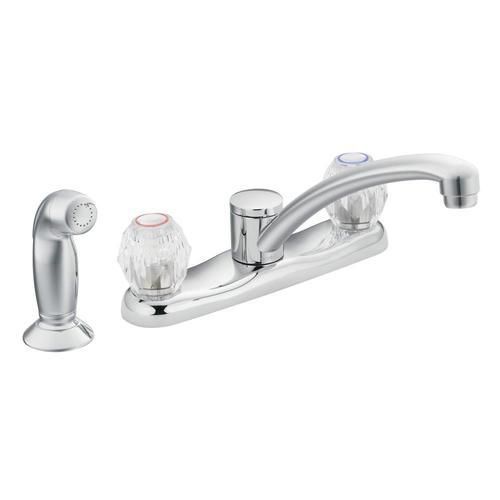Moen Chateau Chrome 2-Handle Deck-Mount Low-Arc Handle Kitchen Faucet (Deck Plate Included)