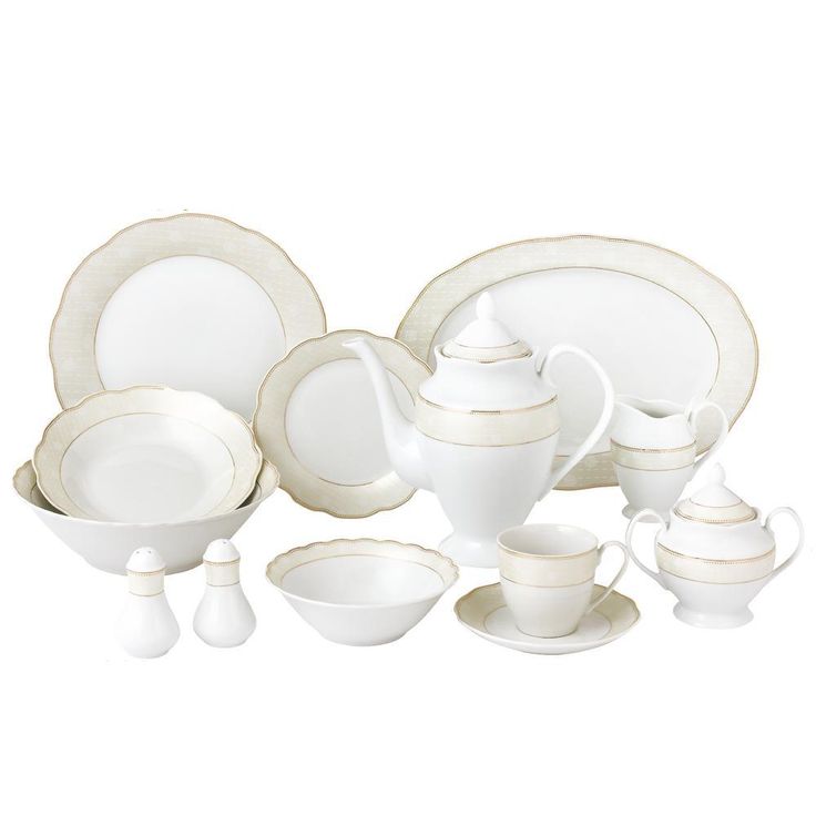 57-Piece Specialty Gold Accent Porcelain Dinnerware Set (Service for 8)