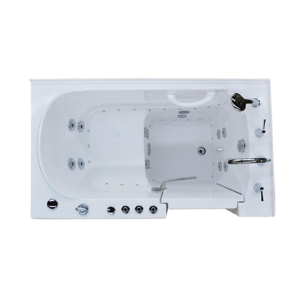 Rampart Nova Heated 4.5 ft. Walk-in Whirlpool and Air Bathtub with 4 in. Tile Easy Up Adhesive Wall Surround in White - Super Arbor