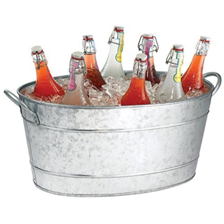 Galvanized Gray Beverage Tub with Handles