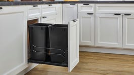 Rev-A-Shelf 53WC Series 50-Quart Single Plastic Pull-Out Trash Can, Soft-Close, Door-Mount