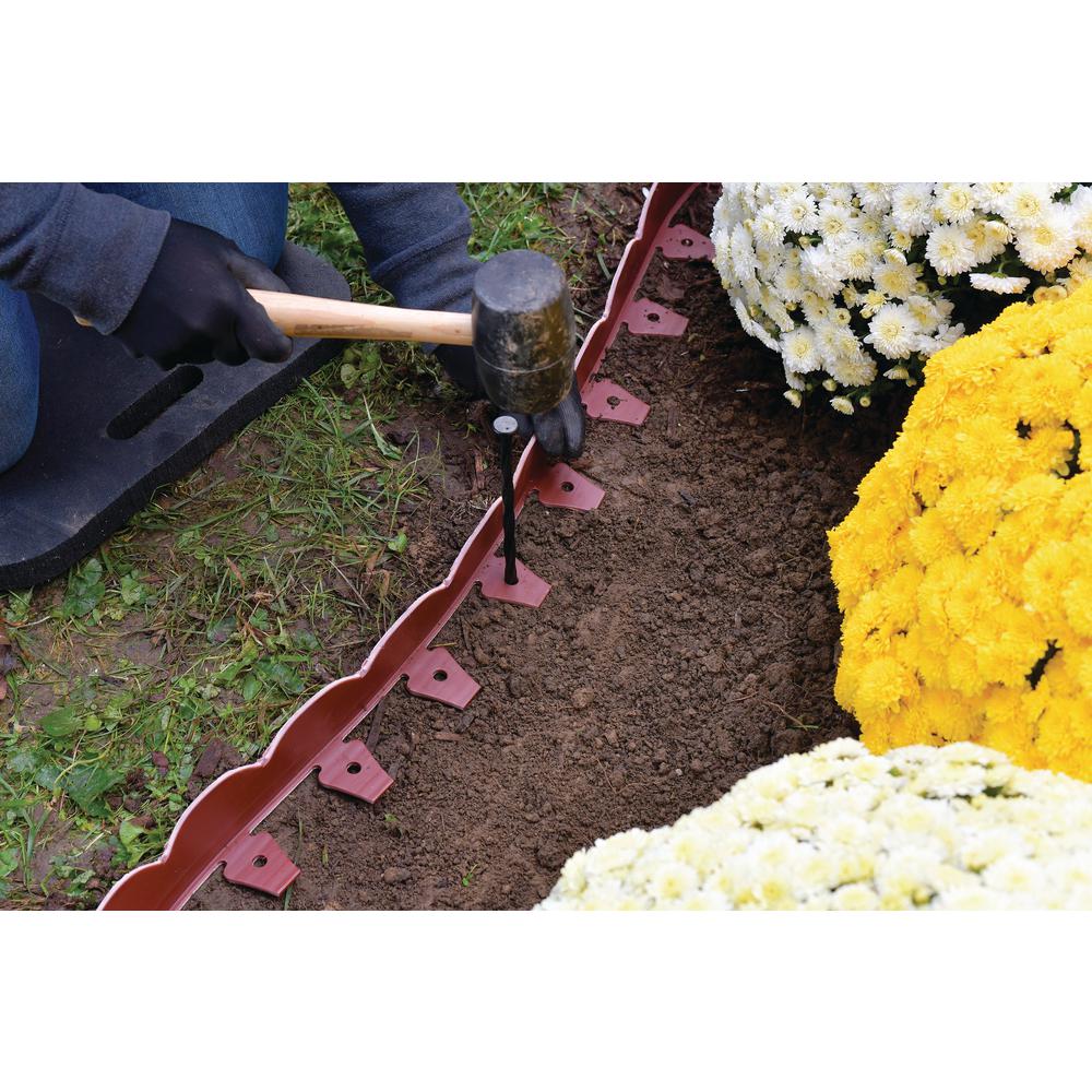 ProFlex 2 in. x 100 ft. Red Polyethylene Scalloped Woodgrain  No-Dig Edging Kit - Super Arbor
