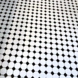Octagon and Dot Matte White with Gray Dot 12 in. x 12 in. Glazed Ceramic Mosaic Tile (10 sq. ft./case)