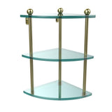 8 in. L  x 15 in. H  x 8 in. W 3-Tier Corner Clear Glass Bathroom Shelf in Satin Nickel - Super Arbor
