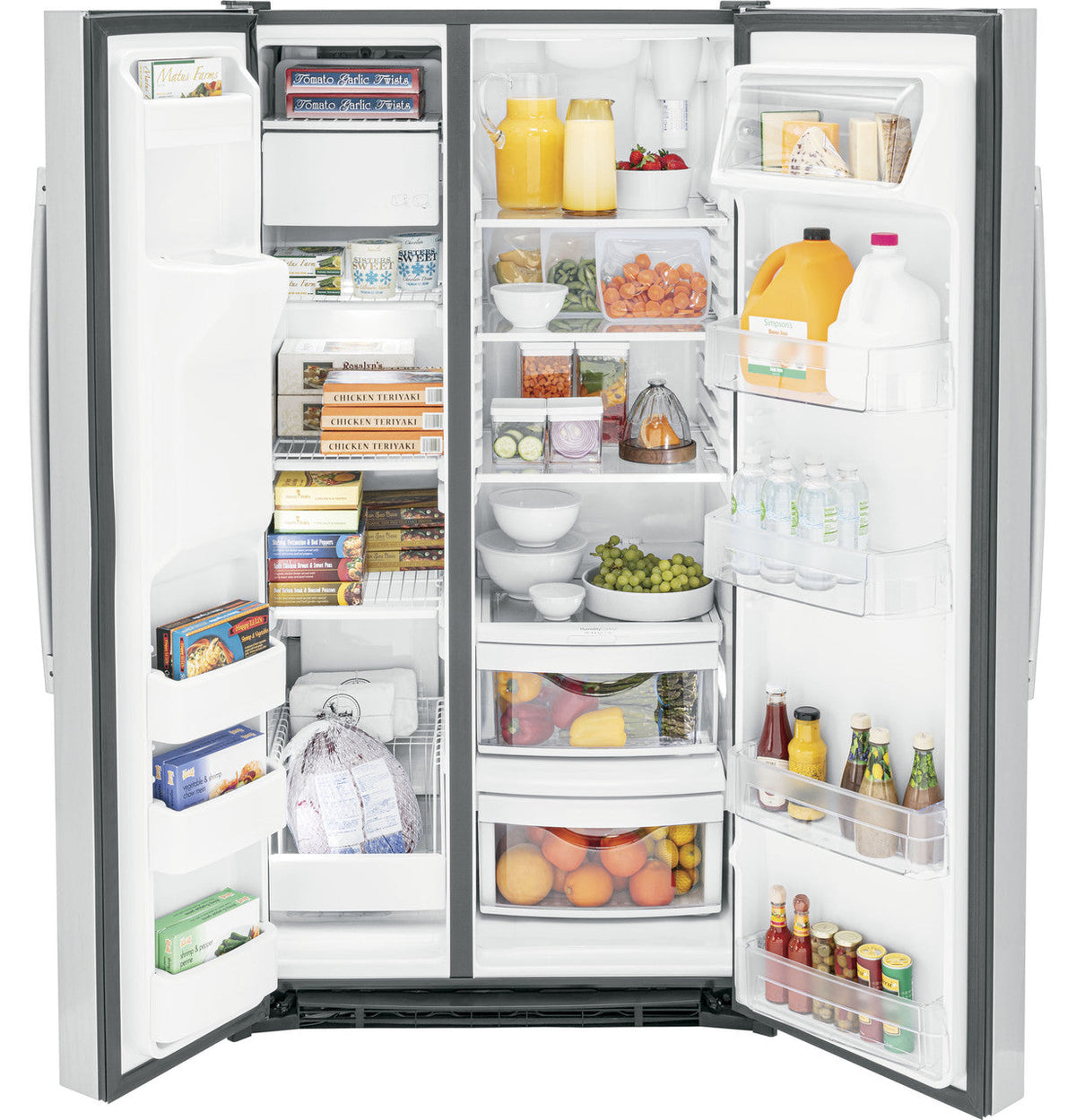 GE 25.3 cu. ft. Side-by-Side Refrigerator in Fingerprint Resistant Stainless Steel, GSS25GYPFS