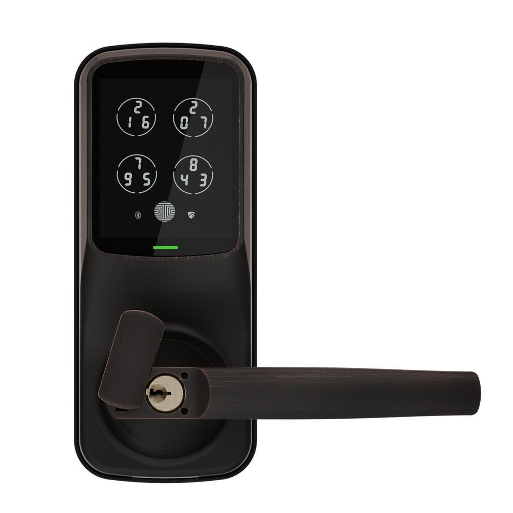Secure Smart Touchscreen Keypad Door Latch Lock with Bluetooth, Venetian Bronze - Super Arbor
