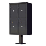 1590 Valiant Postal Gray 4-Compartment Parcel Lockers Pedestal Mount Mailbox - Super Arbor