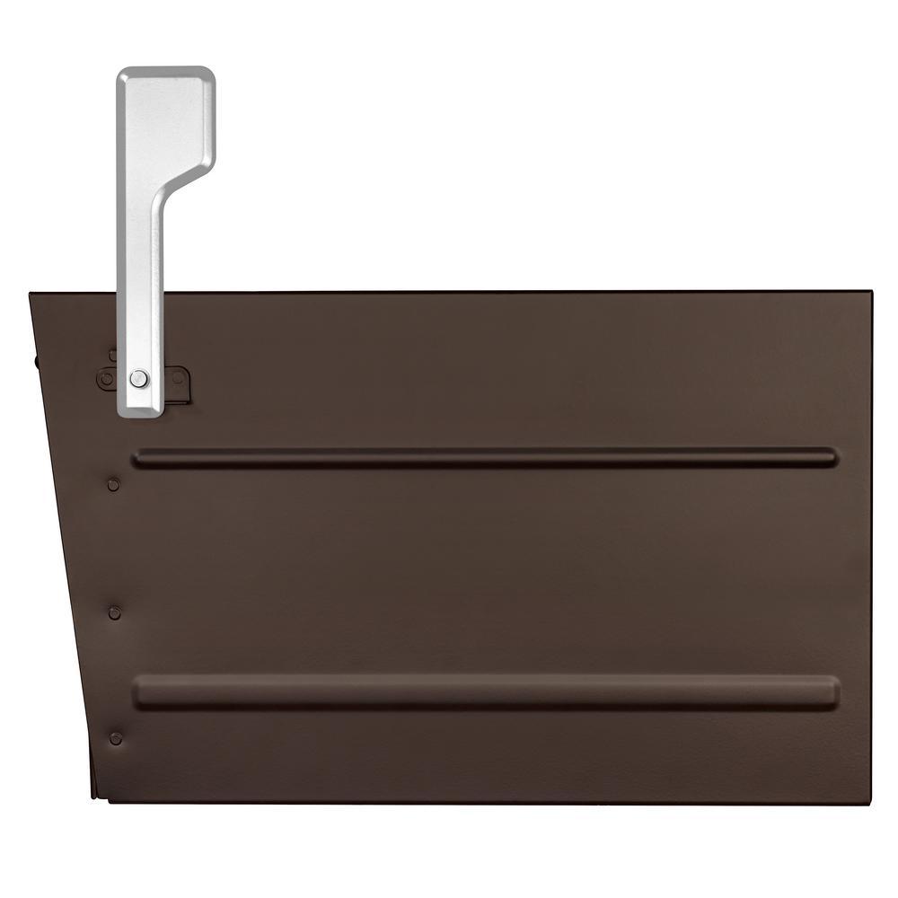 Oasis Eclipse Rubbed Bronze Post Mount Locking Parcel Mailbox with Silver Flag - Super Arbor